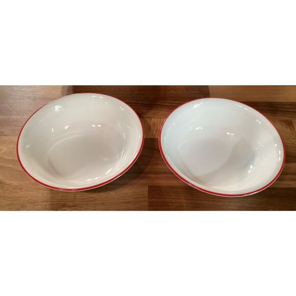 'Set of 4 Corelle Cafe Classic Red Stripe Cereal Soup Bowls 6 1/4" - Picture 9 of 10